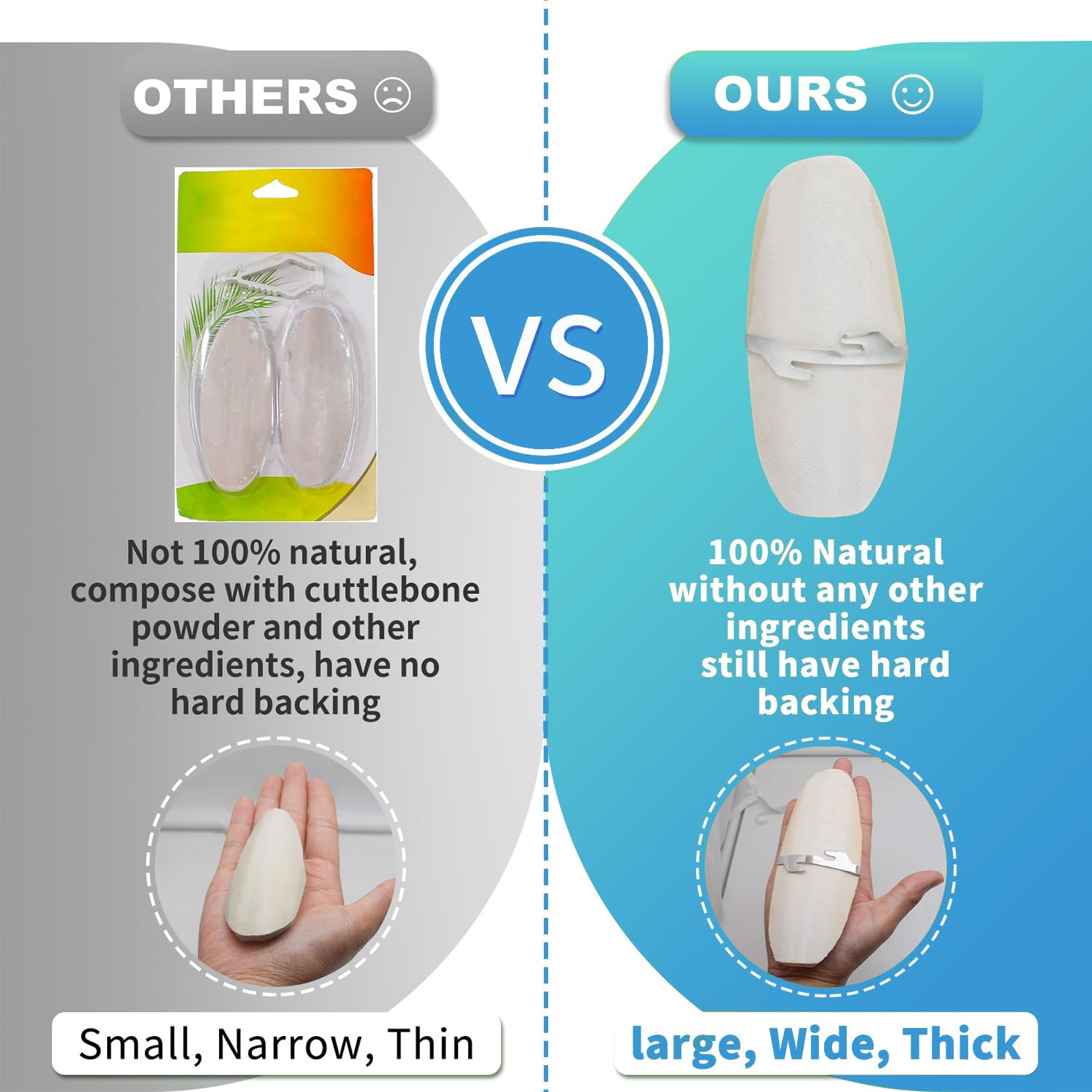 Jmxus 5-5.5 Bird Cuttlebone for Parakeets, Cuddle Bone with Metal Holder, Cuttlefish Bone for Sharp Beaks, Natural Birds Calciu